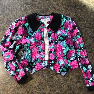 Vintage floral crop blazer
